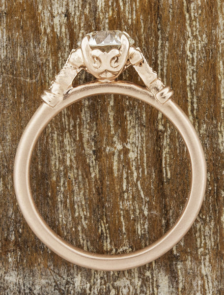 antique inspired rose gold engagement ring 