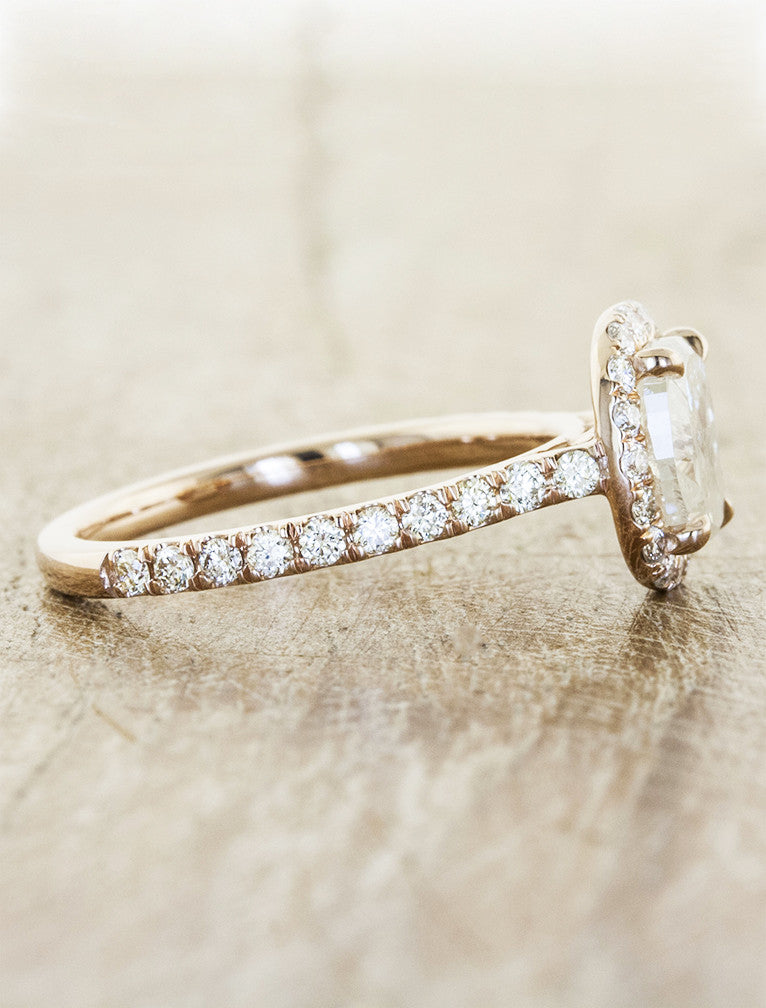 Reese: Rough Diamond Halo Engagement Ring | Ken & Dana Design