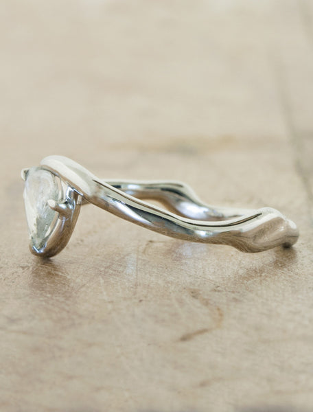 sculptural raw diamond ring, asymmetrical band 