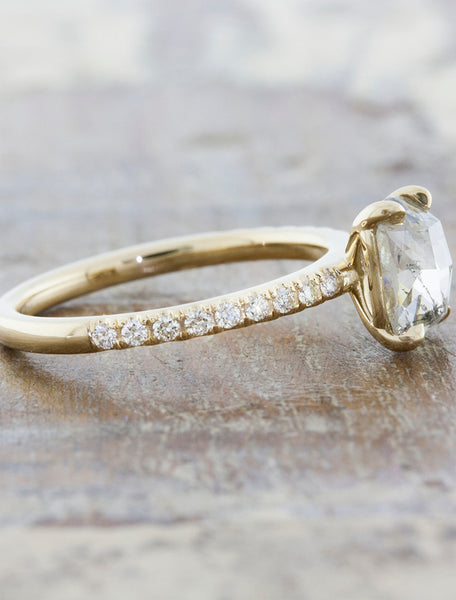 Classic Rough Cut Diamond, Yellow Gold Engagement Ring