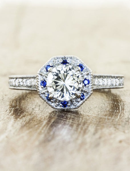 art deco inspired diamond engagement ring;caption:0.70ct. Round Diamond Platinum 