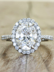 Verity halo engagement ring caption:2.01ct. Oval Diamond Platinum