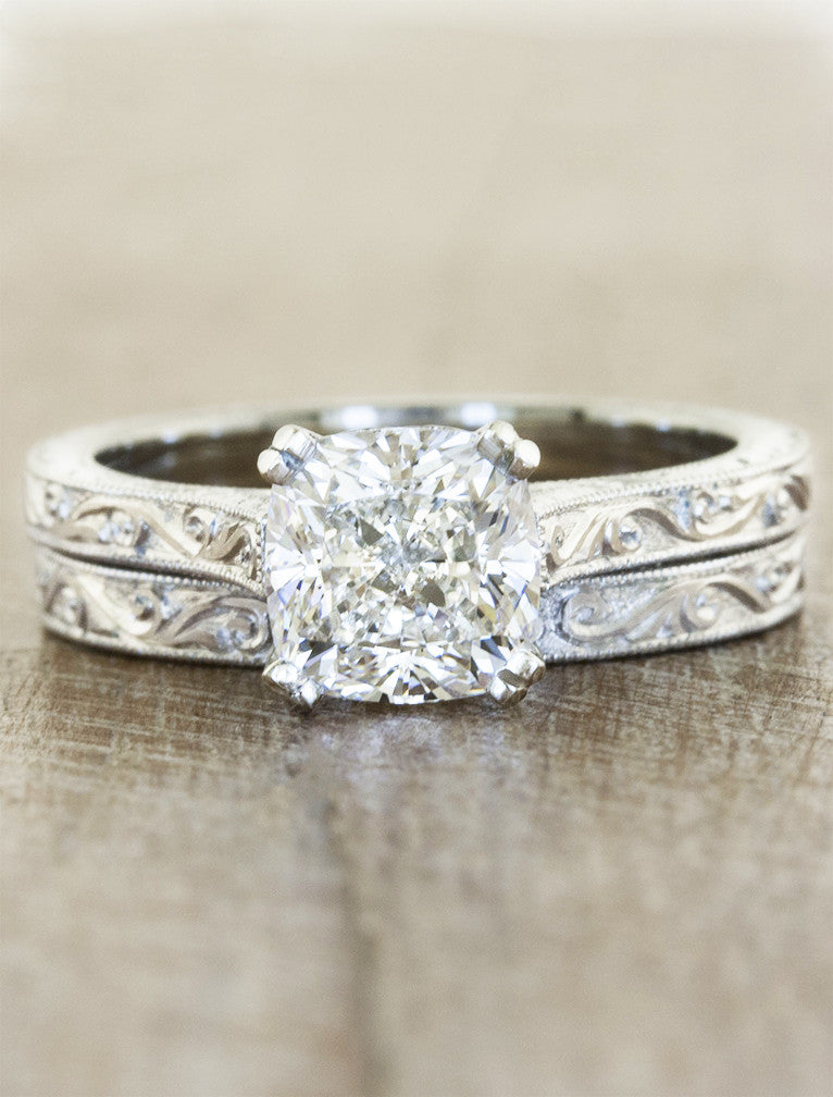 caption:Stacked with Rayna - Cushion engagement ring