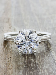 Solitaire unique vintage inspired engagement rings. caption:Shown with 2ct diamond option