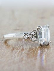 Greer: Emerald Diamond Vintage Inspired Engagement Ring | Ken & Dana Design