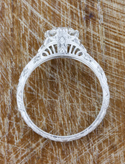 Vintage-Inspired Hand Engraved Engagement Ring - aerial view of setting
