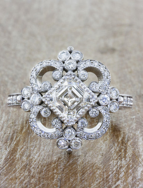 Asscher Cut Women's Engagement Ring Sterling Silver