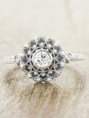 Vintage inspired collection caption:0.25ct. Round Diamond 14k White Gold