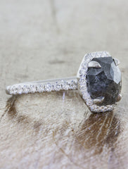 Rough Grey Diamond Halo Engagement Rings