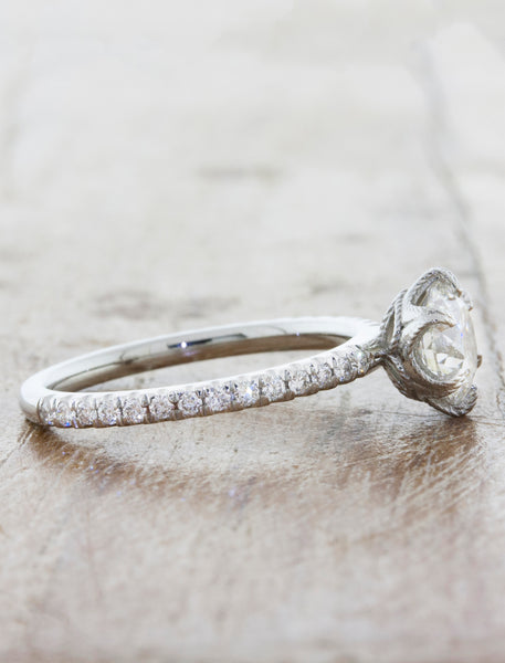  Pave Diamond Solitaire Engagement Ring