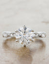 caption:Shown with 1.01ct round diamond in 14k white gold