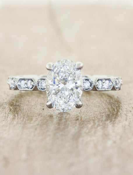 vintage inspired oval diamond ring 