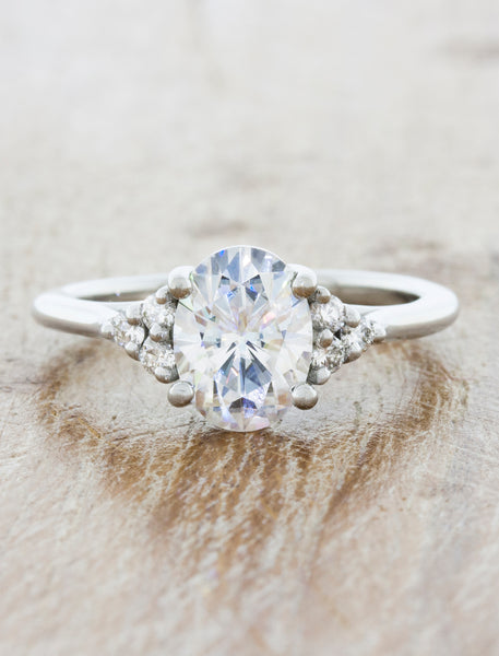 Oval Cut Diamond Ring with Diamond Accents