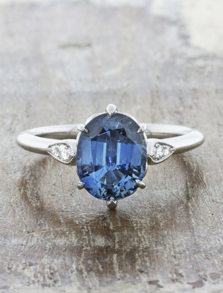 vintage inspired oval sapphire engagement ring