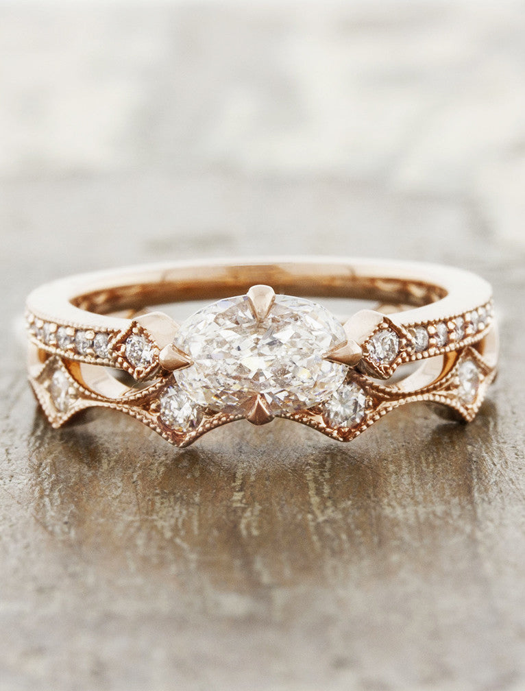 Zuzel: Unique Scalloped Rose Gold Diamond Wedding Band Ken