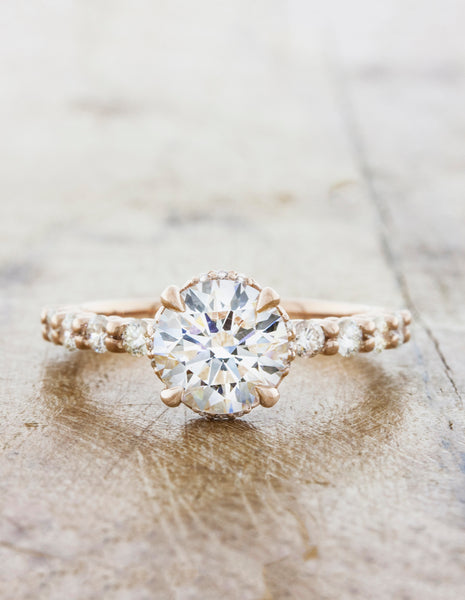 Rose Gold Round Diamond Ring, Vintage-Inspired