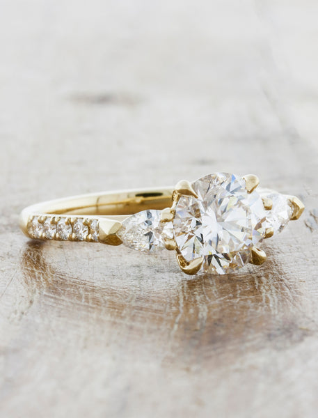 Three Stone Vintage Inspired Engagement Ring