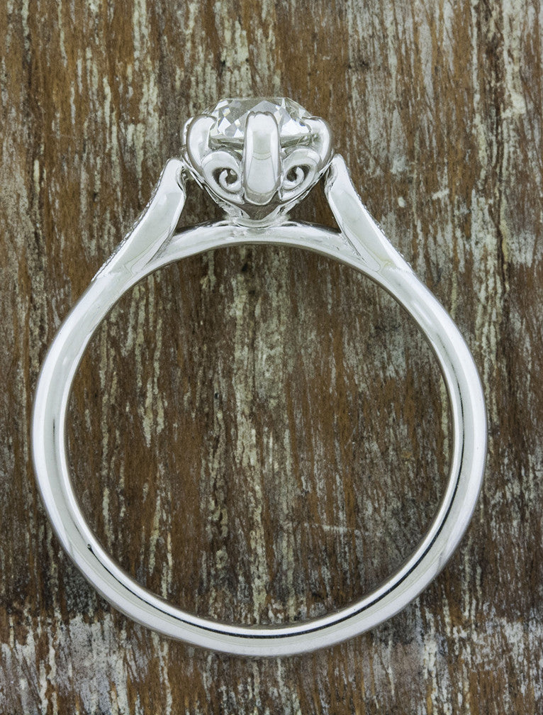 intricate basket setting, diamond engagement ring 
