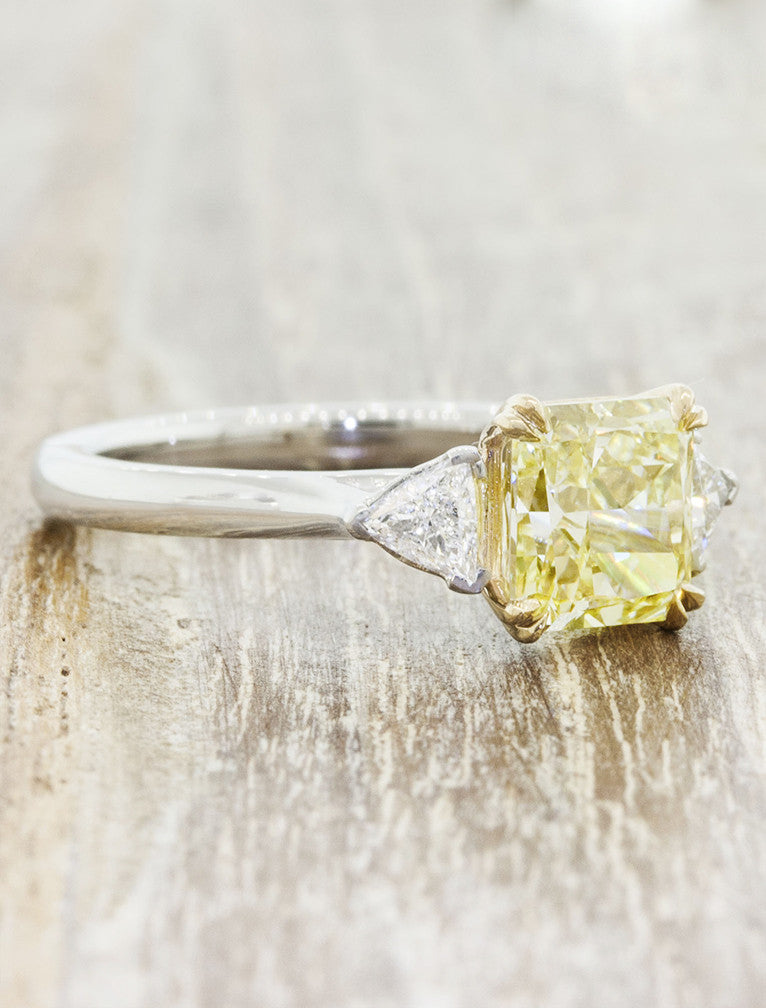 multi stone yellow radiant cut diamond engagement ring