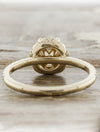 crown setting round diamond ring, yellow gold pave band