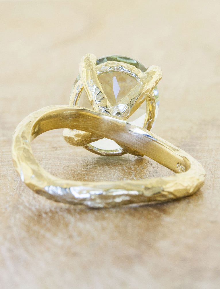 Annie: Nature inspired yellow gold oval aquamarine Engagement Ring ...