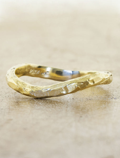 modern sculptural wedding ring, textured surface