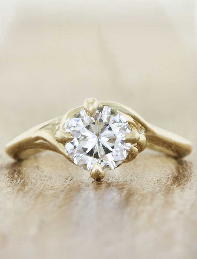 Nature inspired engagement ring - Kalyssa caption:1.00ct. Round Diamond 14k Yellow Gold