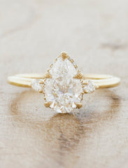 Unique nature inspired engagement ring;caption:1.25ct. Pear Diamond 14k Yellow Gold