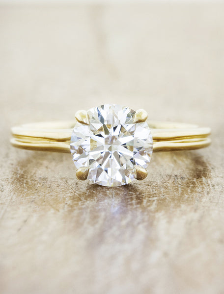 delicate double round diamond engagement ring in yellow gold;caption:1.30ct. Round Diamond 14k Yellow Gold