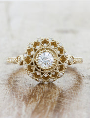 Vintage inspired collection caption:0.25ct. Round Diamond 14k Yellow Gold