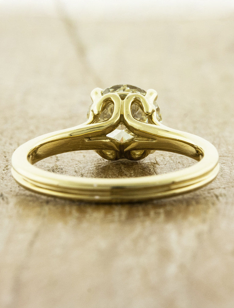 delicate double round diamond engagement ring in yellow gold