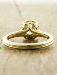 delicate double round diamond engagement ring in yellow gold