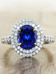 double halo oval sapphire engagement ring