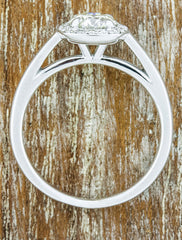 halo diamond engagement ring, plain band