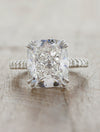 caption:Shown with 5ct cushion cut diamond in platinum