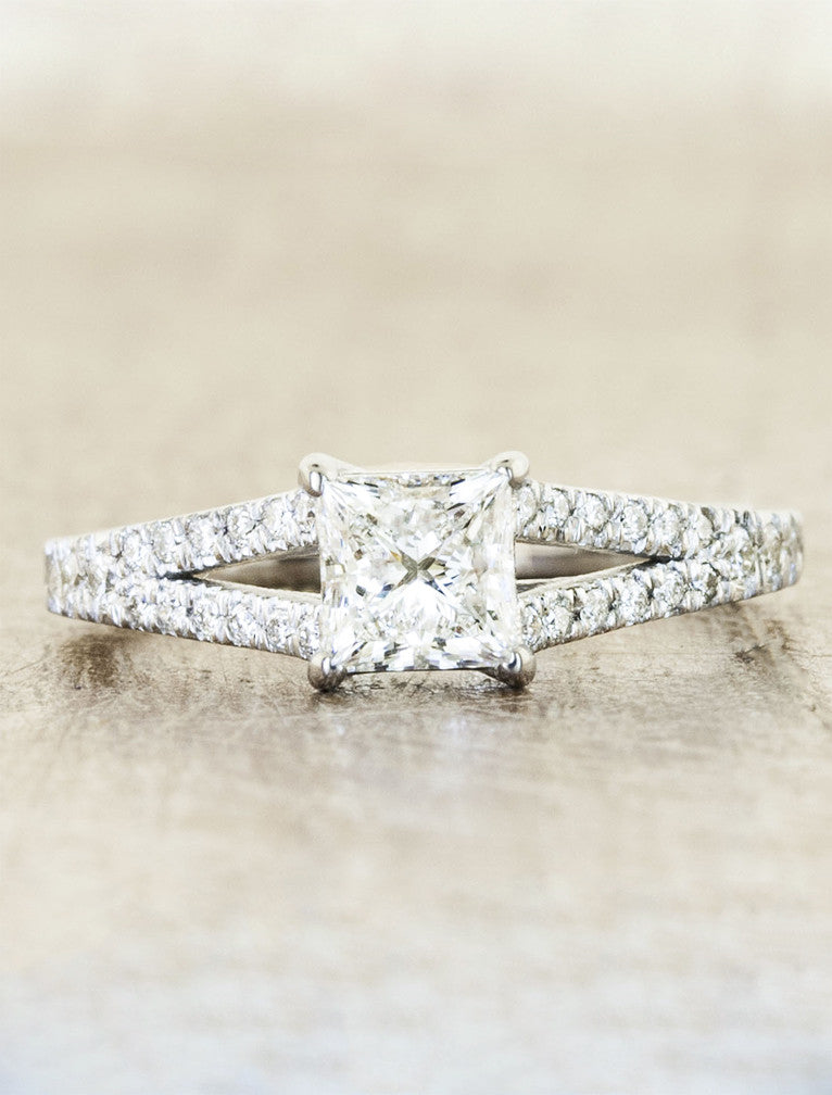 caption:Customized with princess cut diamond in platinum