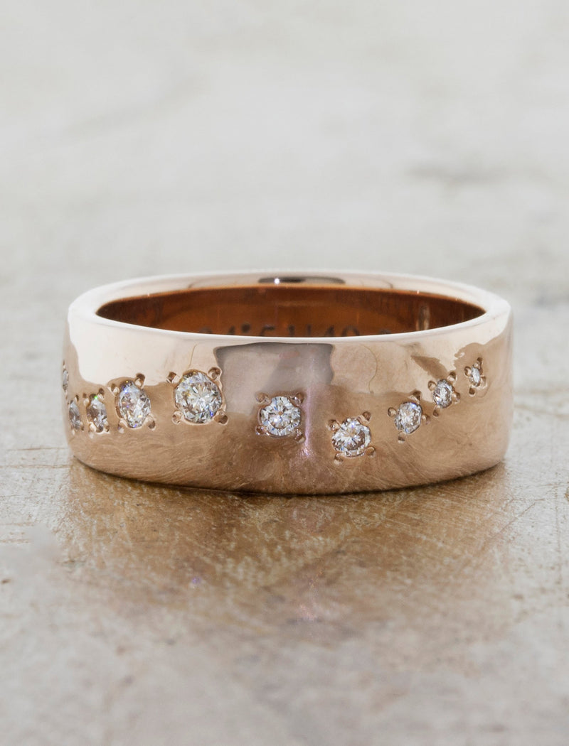 caption:Customized with diamonds in 14k rose gold, polished finish