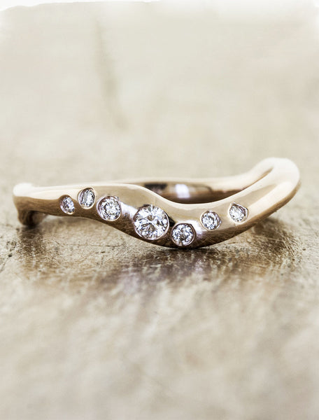 wave band wedding band with diamonds - rose gold variation