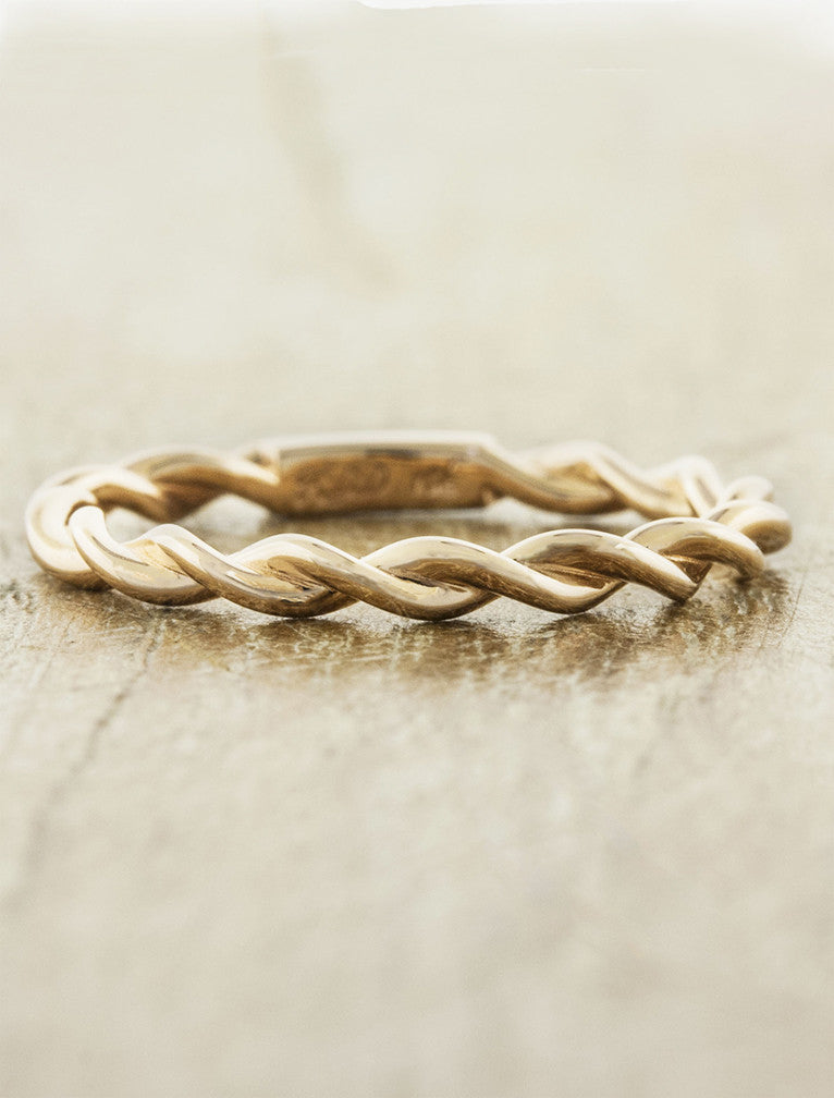 caption: Shown in 14k rose gold, plain band option
