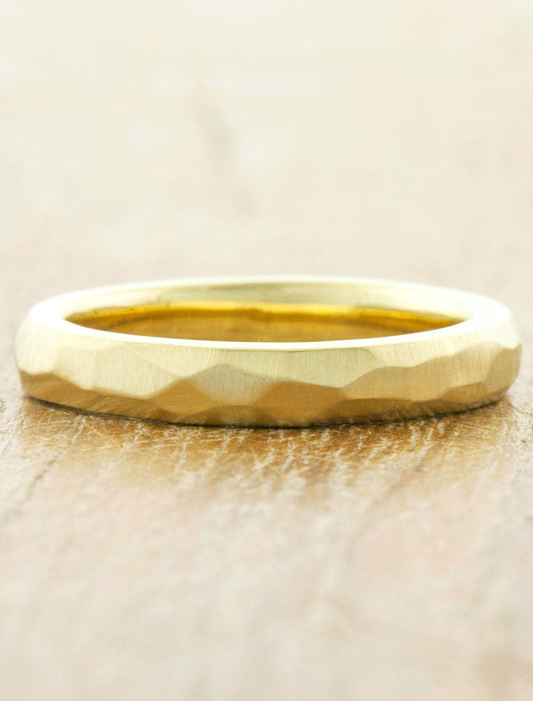 women's multi faceted wedding band - yellow gold