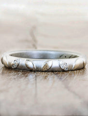 leaf imprint textured wedding ring