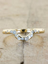half circle yellow gold wedding bands sprinkled with diamonds