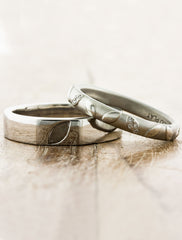 his & hers matching wedding bands - leaf shaped designs