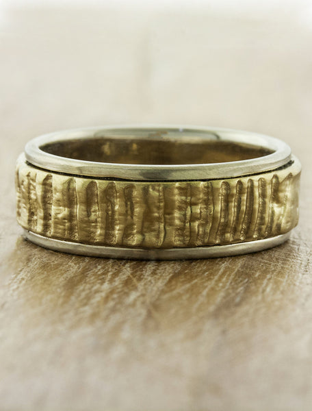 organic texture mixed metal banded wedding ring