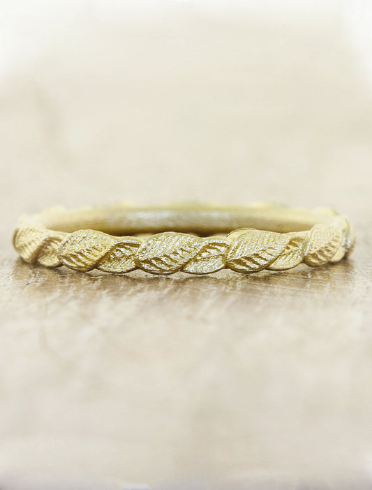 caption:Shown in 14k yellow gold, sandblast finish