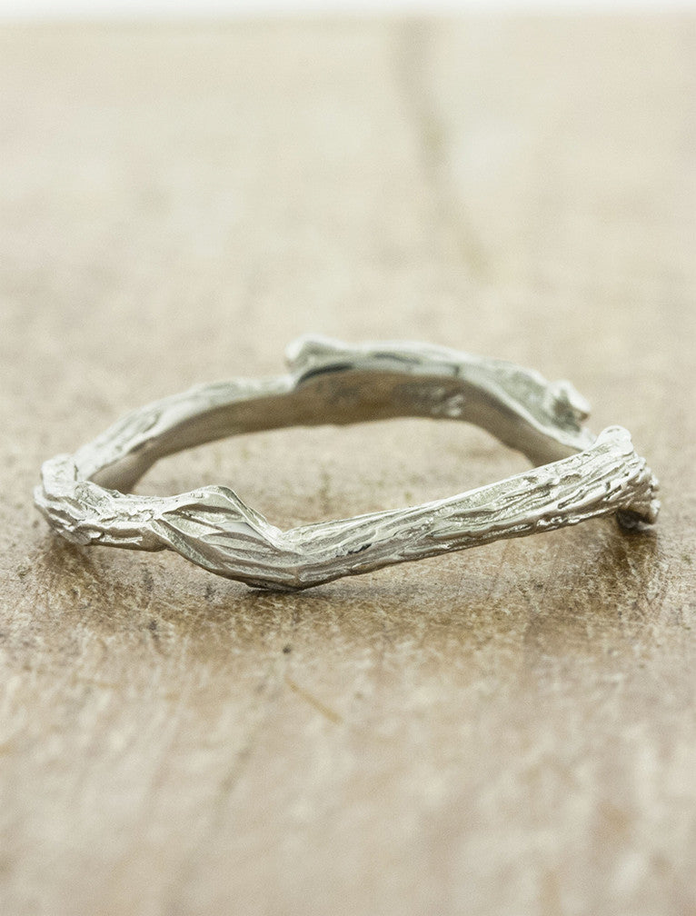 Sterling silver tree twig wedding band, Mens wedding band, Unique wedding band, Wide wedding band, Vine hotsell wedding band, Nature wedding band