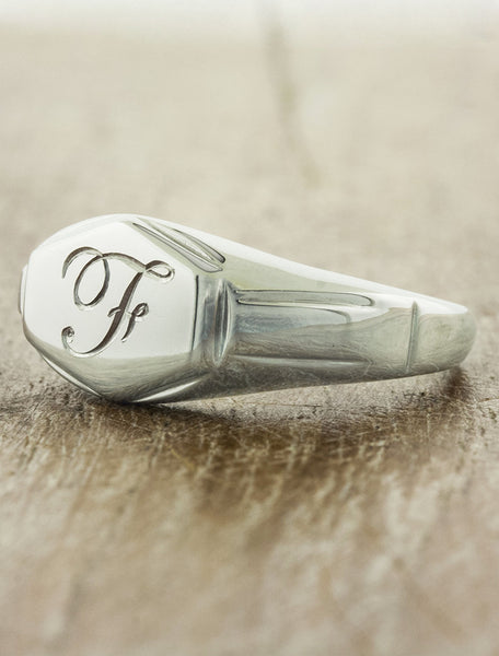 customized wedding band with initial 