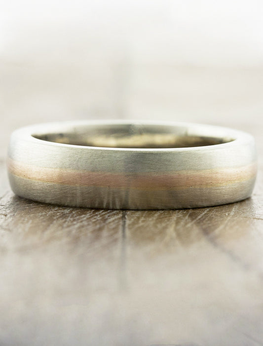 caption:Shown in 14k white gold with 14k rose gold middle in brushed finish