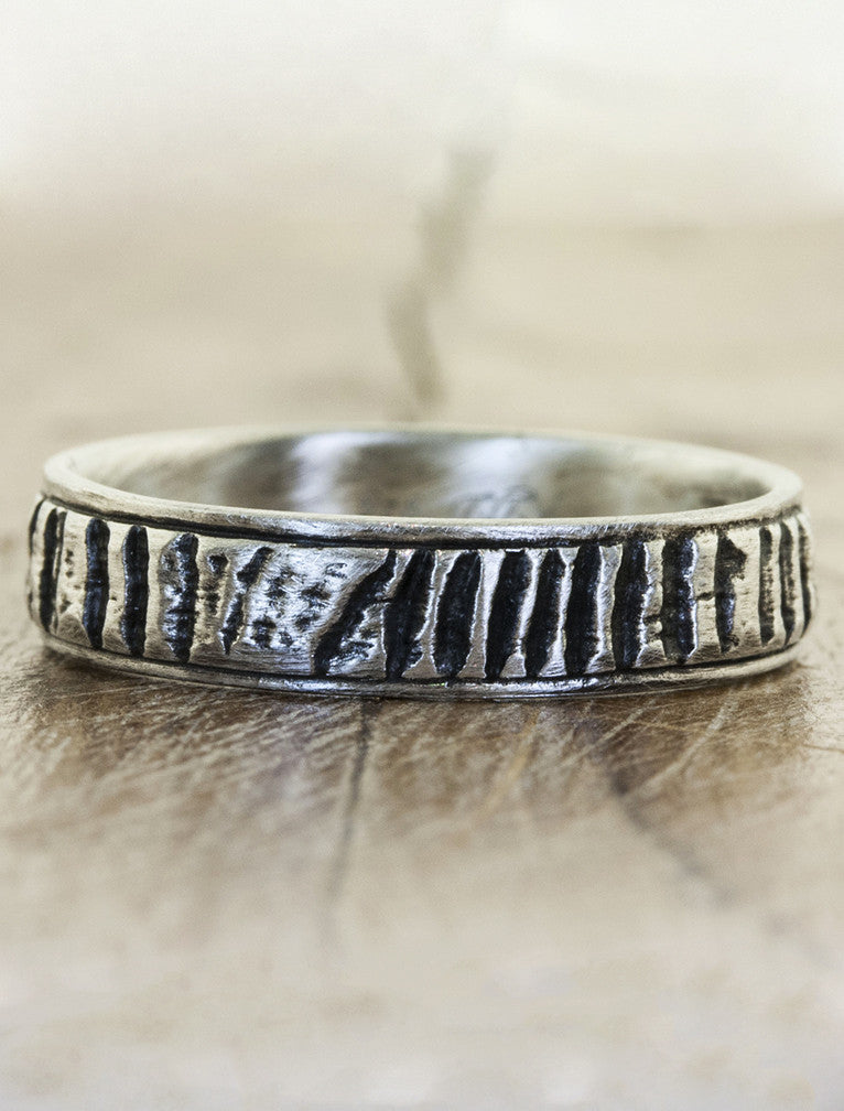 rough texture mixed metal banded wedding ring