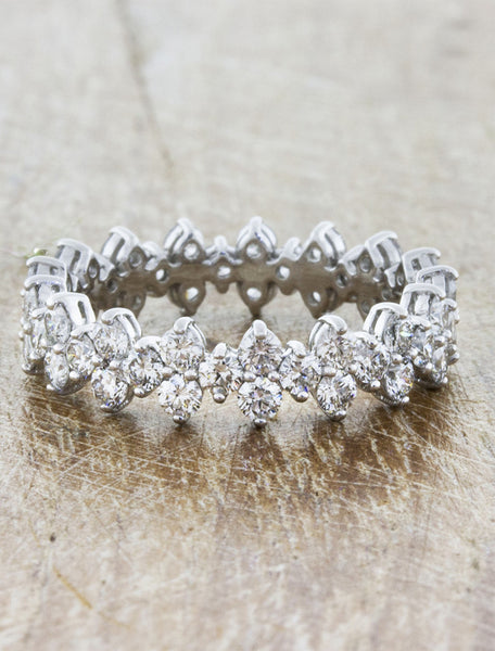 intricate floral diamond eternity band